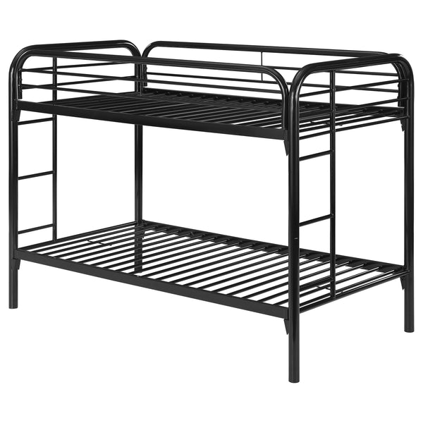 English Elm Celeste Black Metal Twin Over Twin Bunk Bed - Space-Saving Design With Rung Ladder & Guardrails B062P340727