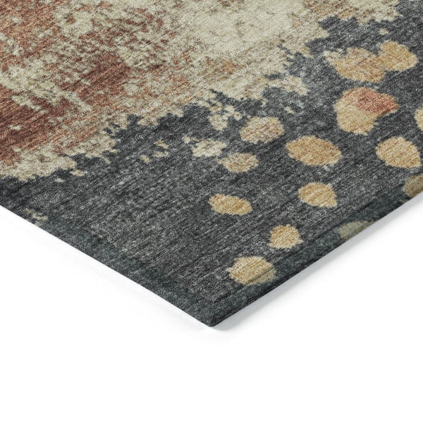HomeRoots 5' Modern Rust Beige and Charcoal Abstract Area Rug for Indoor Outdoor Use - Durable & Washable Home Accent 5' X 8' 628459