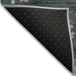 HomeRoots 5' Stylish Blush and Emerald Geometric Area Rug - Durable, Washable Design for Indoor & Outdoor Use 8' Round 628478