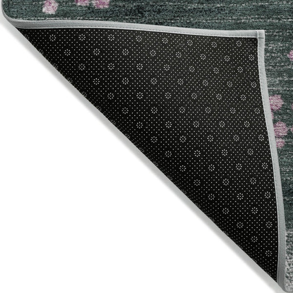 HomeRoots 5' Stylish Blush and Emerald Geometric Area Rug - Durable, Washable Design for Indoor & Outdoor Use 8' Round 628478