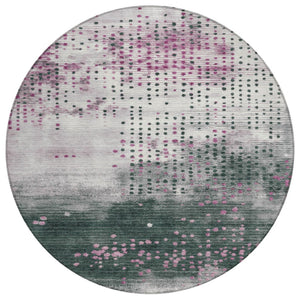 HomeRoots 5' Stylish Blush and Emerald Geometric Area Rug - Durable, Washable Design for Indoor & Outdoor Use 8' Round 628478