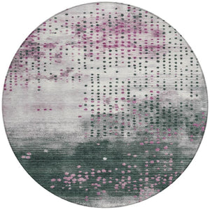 HomeRoots 5' Stylish Blush and Emerald Geometric Area Rug - Durable, Washable Design for Indoor & Outdoor Use 8' Round 628478