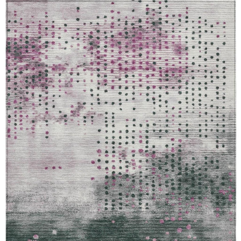 HomeRoots 5' Stylish Blush and Emerald Geometric Area Rug - Durable, Washable Design for Indoor & Outdoor Use 8' X 10' 628479