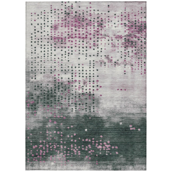 HomeRoots 5' Stylish Blush and Emerald Geometric Area Rug - Durable, Washable Design for Indoor & Outdoor Use 9' X 12' 628480