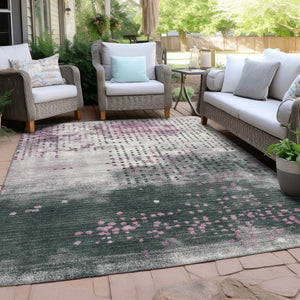 HomeRoots 5' Stylish Blush and Emerald Geometric Area Rug - Durable, Washable Design for Indoor & Outdoor Use 9' X 12' 628480