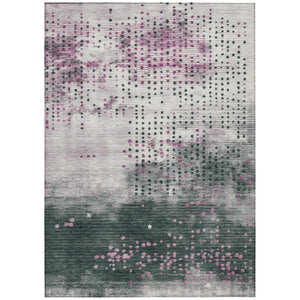 HomeRoots 5' Stylish Blush and Emerald Geometric Area Rug - Durable, Washable Design for Indoor & Outdoor Use 9' X 12' 628480