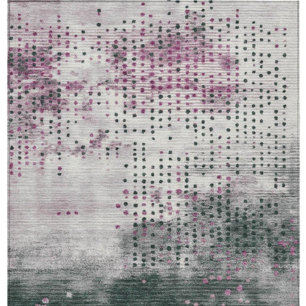 HomeRoots 5' Stylish Blush and Emerald Geometric Area Rug - Durable, Washable Design for Indoor & Outdoor Use 9' X 12' 628480