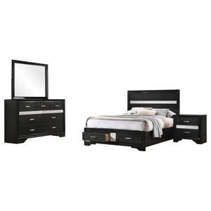 English Elm Annie Black 4-Piece Full Bedroom Set With Glamorous Crystal Accents And Ample Storage Solutions B062S01351