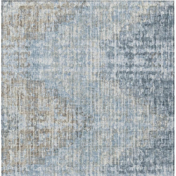 HomeRoots 5' Durable Denim Blue and Beige Geometric Washable Area Rug for Indoor and Outdoor Spaces 8' X 10' 628503