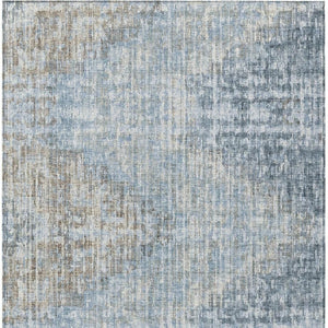HomeRoots 5' Durable Denim Blue and Beige Geometric Washable Area Rug for Indoor and Outdoor Spaces 9' X 12' 628504