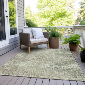 HomeRoots 5' Geometric Fern Green and Ivory Indoor Outdoor Area Rug - Stylish, Durable & Easy to Clean! 5' X 8' 628507