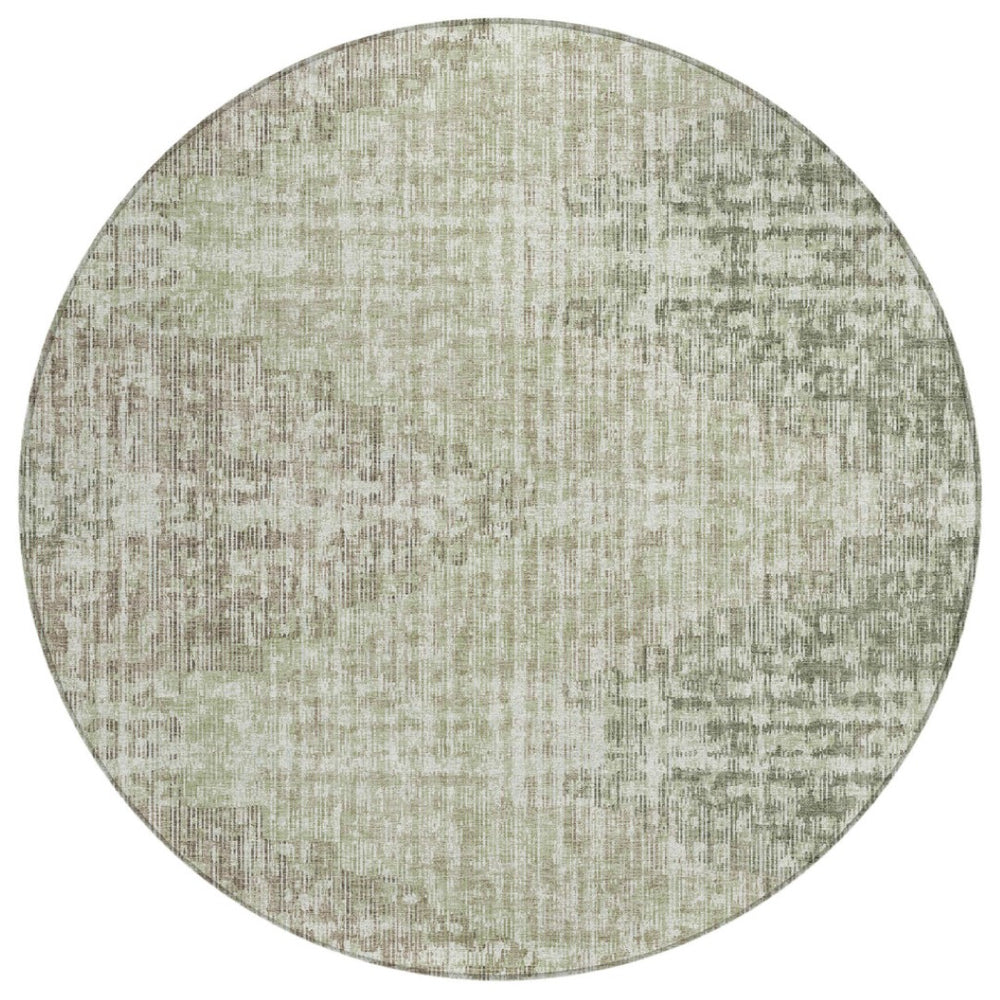 HomeRoots 5' Geometric Fern Green and Ivory Indoor Outdoor Area Rug - Stylish, Durable & Easy to Clean! 8' Round 628508