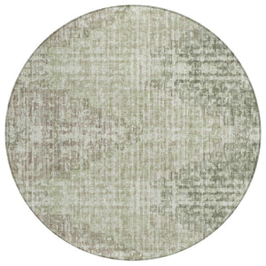 HomeRoots 5' Geometric Fern Green and Ivory Indoor Outdoor Area Rug - Stylish, Durable & Easy to Clean! 8' Round 628508