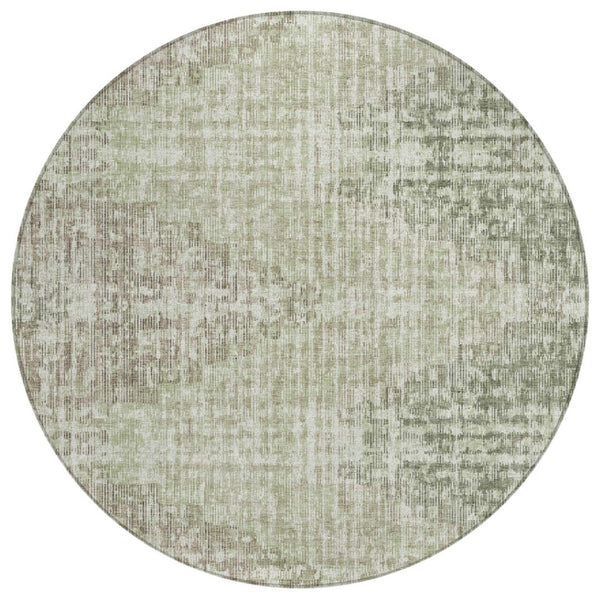 HomeRoots 5' Geometric Fern Green and Ivory Indoor Outdoor Area Rug - Stylish, Durable & Easy to Clean! 8' Round 628508