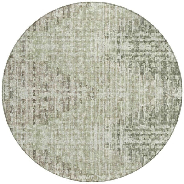 HomeRoots 5' Geometric Fern Green and Ivory Indoor Outdoor Area Rug - Stylish, Durable & Easy to Clean! 8' Round 628508