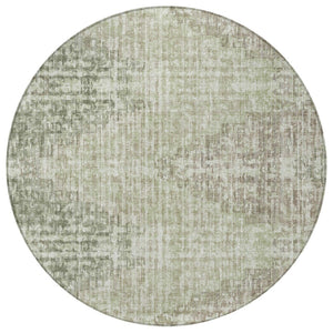 HomeRoots 5' Geometric Fern Green and Ivory Indoor Outdoor Area Rug - Stylish, Durable & Easy to Clean! 8' Round 628508