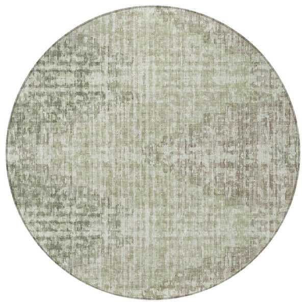 HomeRoots 5' Geometric Fern Green and Ivory Indoor Outdoor Area Rug - Stylish, Durable & Easy to Clean! 8' Round 628508