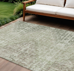 HomeRoots 5' Geometric Fern Green and Ivory Indoor Outdoor Area Rug - Stylish, Durable & Easy to Clean! 8' X 10' 628509
