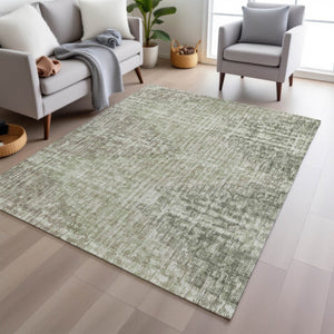 HomeRoots 5' Geometric Fern Green and Ivory Indoor Outdoor Area Rug - Stylish, Durable & Easy to Clean! 8' X 10' 628509