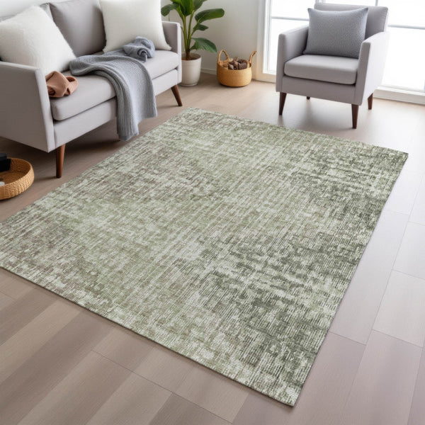 HomeRoots 5' Geometric Fern Green and Ivory Indoor Outdoor Area Rug - Stylish, Durable & Easy to Clean! 10' X 14' 628511