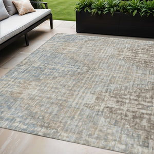 HomeRoots 5' Stylish Beige and Gray Geometric Area Rug - Durable, Washable for Indoor & Outdoor Use, Easy Care 5' X 8' 628519