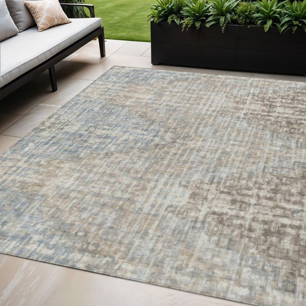 HomeRoots 5' Stylish Beige and Gray Geometric Area Rug - Durable, Washable for Indoor & Outdoor Use, Easy Care 5' X 8' 628519