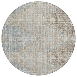 HomeRoots 5' Stylish Beige and Gray Geometric Area Rug - Durable, Washable for Indoor & Outdoor Use, Easy Care 8' Round 628520