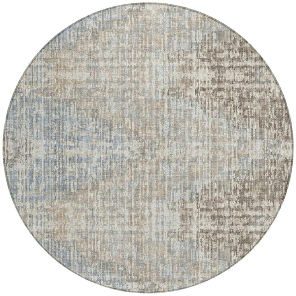HomeRoots 5' Stylish Beige and Gray Geometric Area Rug - Durable, Washable for Indoor & Outdoor Use, Easy Care 8' Round 628520