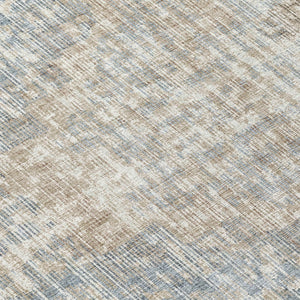 HomeRoots 5' Stylish Beige and Gray Geometric Area Rug - Durable, Washable for Indoor & Outdoor Use, Easy Care 8' Round 628520