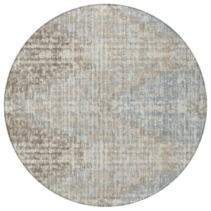 HomeRoots 5' Stylish Beige and Gray Geometric Area Rug - Durable, Washable for Indoor & Outdoor Use, Easy Care 8' Round 628520