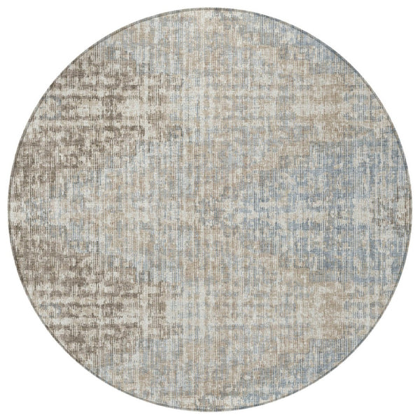 HomeRoots 5' Stylish Beige and Gray Geometric Area Rug - Durable, Washable for Indoor & Outdoor Use, Easy Care 8' Round 628520