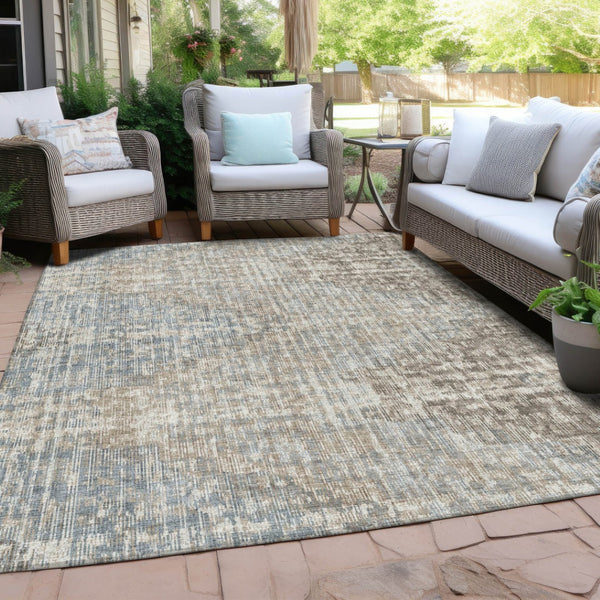 HomeRoots 5' Stylish Beige and Gray Geometric Area Rug - Durable, Washable for Indoor & Outdoor Use, Easy Care 9' X 12' 628522