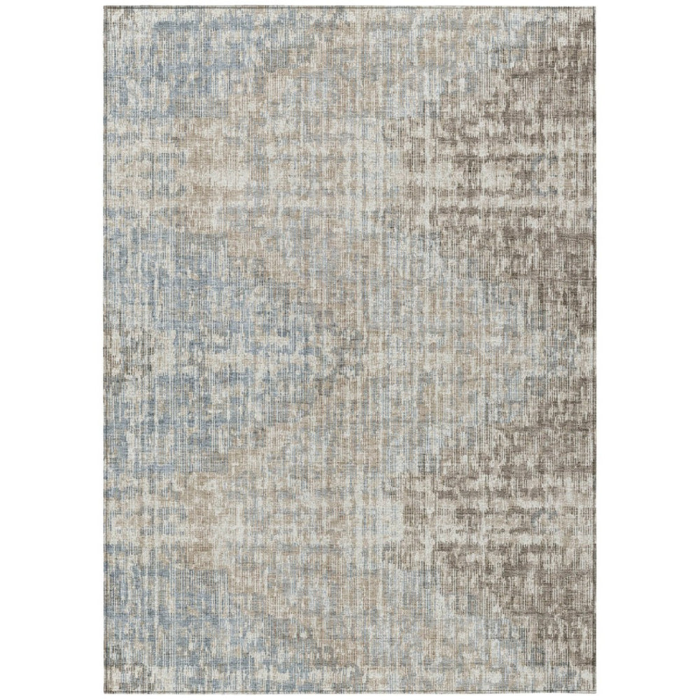 HomeRoots 5' Stylish Beige and Gray Geometric Area Rug - Durable, Washable for Indoor & Outdoor Use, Easy Care 9' X 12' 628522