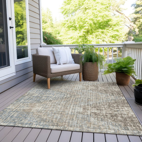 HomeRoots 5' Stylish Beige and Gray Geometric Area Rug - Durable, Washable for Indoor & Outdoor Use, Easy Care 9' X 12' 628522