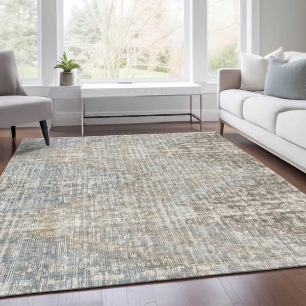 HomeRoots 5' Stylish Beige and Gray Geometric Area Rug - Durable, Washable for Indoor & Outdoor Use, Easy Care 10' X 14' 628523