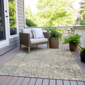 HomeRoots 5' Stylish Beige and Gray Geometric Area Rug - Durable, Washable for Indoor & Outdoor Use, Easy Care 10' X 14' 628523