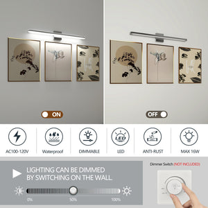 English Elm Modern Led Vanity Lights - 32In 16W Daylight White Chrome Fixtures For Bathroom & Dressing Rooms W2312P374948