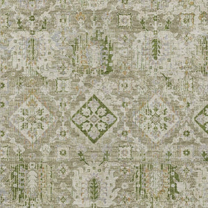 HomeRoots 5' Elegant Floral Medallion Area Rug in Fern Green & Beige for Indoor/Outdoor Durability & Style 5' X 8' 628567