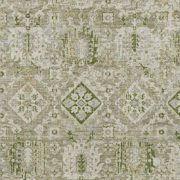 HomeRoots 5' Elegant Floral Medallion Area Rug in Fern Green & Beige for Indoor/Outdoor Durability & Style 5' X 8' 628567