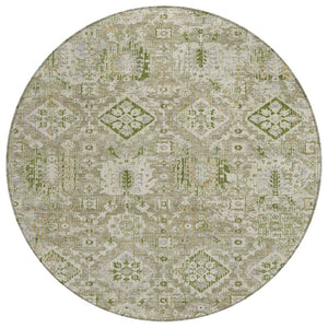 HomeRoots 5' Elegant Floral Medallion Area Rug in Fern Green & Beige for Indoor/Outdoor Durability & Style 8' Round 628568