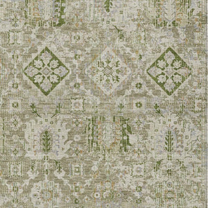 HomeRoots 5' Elegant Floral Medallion Area Rug in Fern Green & Beige for Indoor/Outdoor Durability & Style 8' X 10' 628569