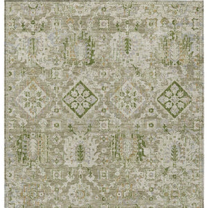 HomeRoots 5' Elegant Floral Medallion Area Rug in Fern Green & Beige for Indoor/Outdoor Durability & Style 9' X 12' 628570