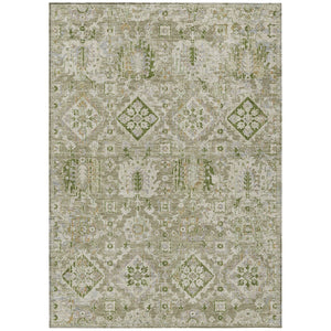 HomeRoots 5' Elegant Floral Medallion Area Rug in Fern Green & Beige for Indoor/Outdoor Durability & Style 9' X 12' 628570