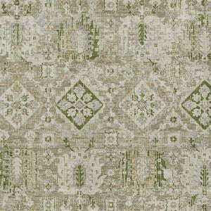 HomeRoots 5' Elegant Floral Medallion Area Rug in Fern Green & Beige for Indoor/Outdoor Durability & Style 10' X 14' 628571