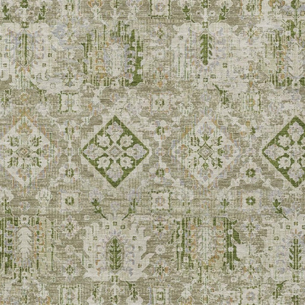 HomeRoots 5' Elegant Floral Medallion Area Rug in Fern Green & Beige for Indoor/Outdoor Durability & Style 10' X 14' 628571