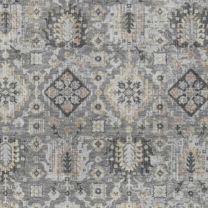 HomeRoots 5' Gray and Copper Floral Medallion Area Rug - Stylish, Washable, Durable for Indoor and Outdoor Use 5' X 8' 628573