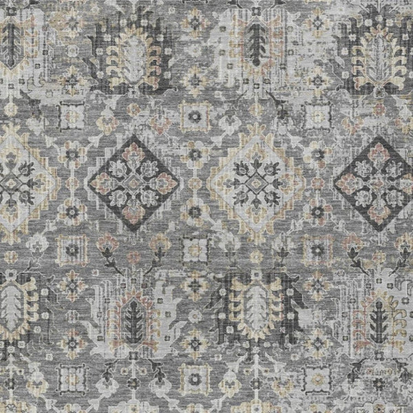 HomeRoots 5' Gray and Copper Floral Medallion Area Rug - Stylish, Washable, Durable for Indoor and Outdoor Use 5' X 8' 628573