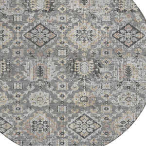 HomeRoots 5' Gray and Copper Floral Medallion Area Rug - Stylish, Washable, Durable for Indoor and Outdoor Use 8' Round 628574