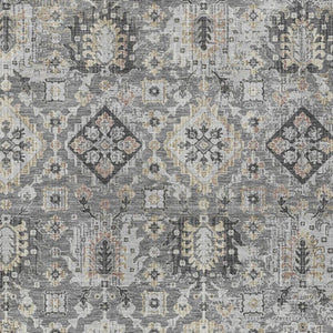 HomeRoots 5' Gray and Copper Floral Medallion Area Rug - Stylish, Washable, Durable for Indoor and Outdoor Use 8' X 10' 628575