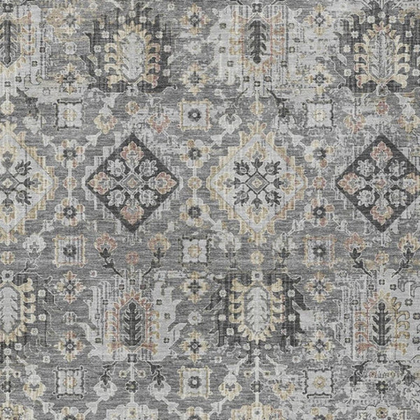 HomeRoots 5' Gray and Copper Floral Medallion Area Rug - Stylish, Washable, Durable for Indoor and Outdoor Use 8' X 10' 628575